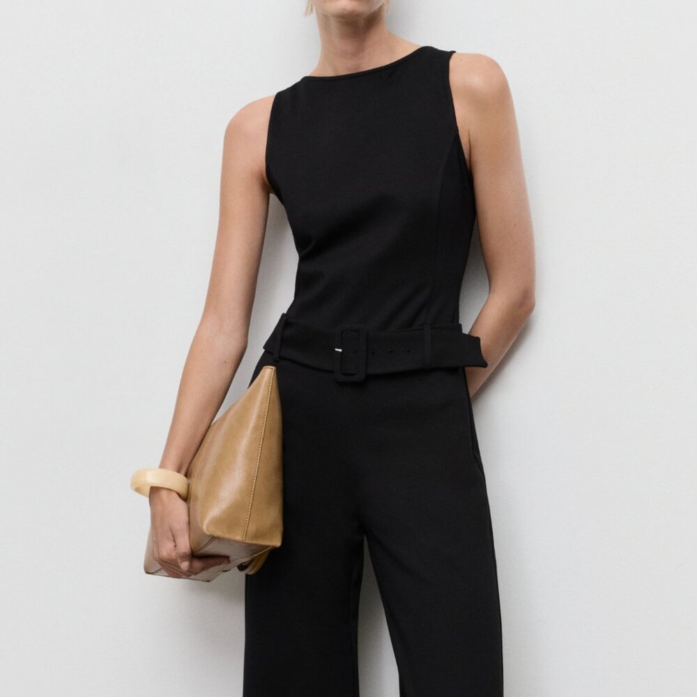 LONG JUMPSUIT WITH BELT AND BUCKLE